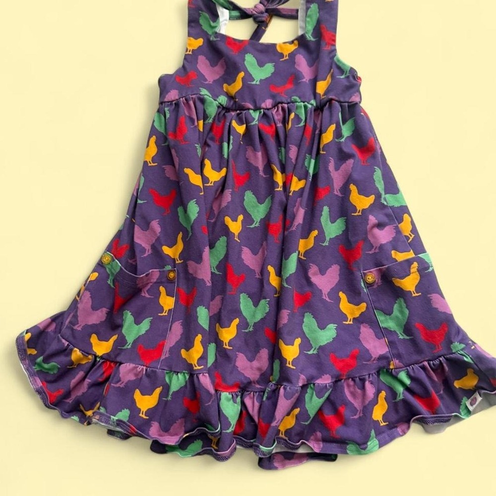 Cheeky Plum multicolored chicken dress Size 8 Farm cottage sundress Boutique